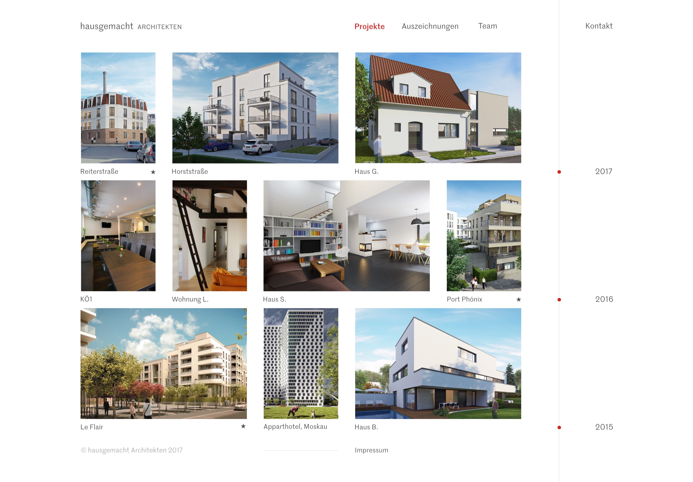 Screenshot of an architect's portfolio website